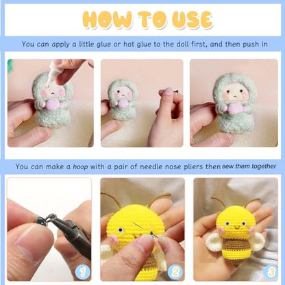 TOAOB 100pcs 4mm Glass Eyes Kits Mixed Colors for Crafts Needle Felting Bears Dolls Decoys Sewing - size: 4mm