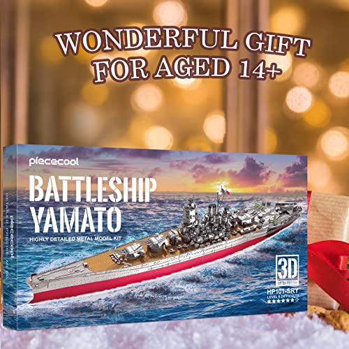 Piececool 3D Metal Puzzle Military Watercraft Model Kits, Yamato Battleship Metal Model Building Kit for Adults, Brain Teaser DIY Hobbies for Men, for Teens Boys, 245 Pcs - color: Yamato