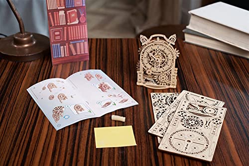 UGEARS Vintage Alarm Clock 3D Puzzle - Wooden Model Kit for Adults to Build - Mechanical Model Desk Clock Making Kit - 3D Jigsaw Puzzle Wood Toy Clock - DIY Brain Teaser Puzzle Construction Set