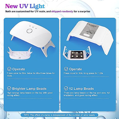 LET'S RESIN UV Resin with Light,Upgraded 200g Crystal Clear&Low Odor,UV Light,Silicone Mat,Ultraviolet Epoxy Resin Hard, Starter Kit for Jewelry,Craft Decor, Keychain Making (Pack of 2) - size: 200g+Light (Pack of 2)