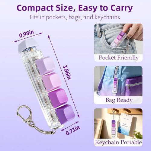 Keyboard Fidget Toy, 5-in-1 Decompression Button Clicker Keychain with Glowing LED, Portable Tactile Sensory Toy, Christmas Stocking Stuffers Gift for Adults Teens, Stress Relief ASMR (Purple) - color: Purple