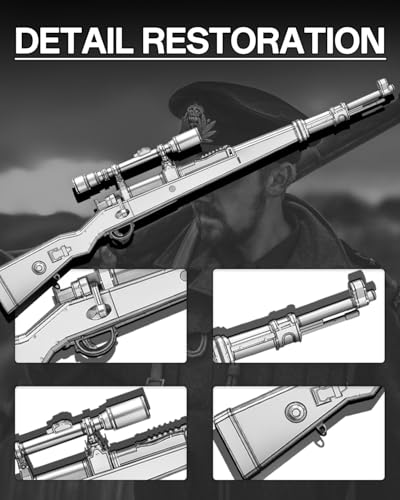Piececool 3D Metal Puzzles for Adults, Kar98K Rifle Gun Model Building Kits Brain Teaser DIY 3D Metal Puzzles for Teens for Christmas Birthday New Year - color: Kar98k