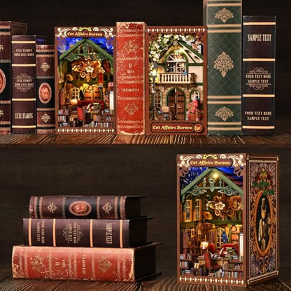 TOYQI Book Nook Kit, DIY Miniature Dollhouse Kit for Adults and Teens - color: Cat Affairs Bureau
