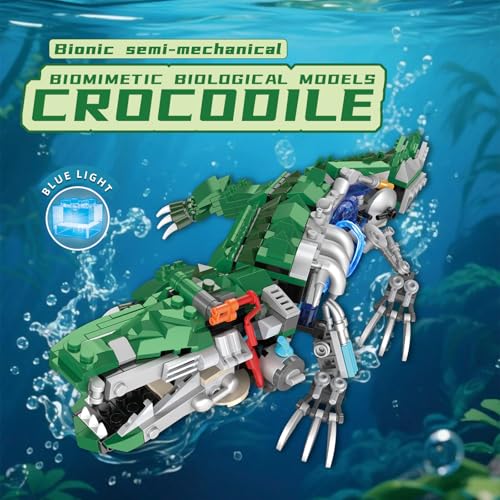 Mechanical Crocodile Building Set with LED Lights for Boys 8-12+ - color: Crocodile
