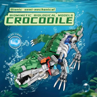 Mechanical Crocodile Building Set with LED Lights for Boys 8-12+ - color: Crocodile