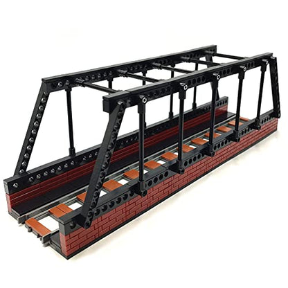 Classic Train Building Bridge City Passenger Express Train Tracks Toys Accessories Railroad Construction Building Block Compatible with Major Brand (Black Bridge) - style: Black bridge