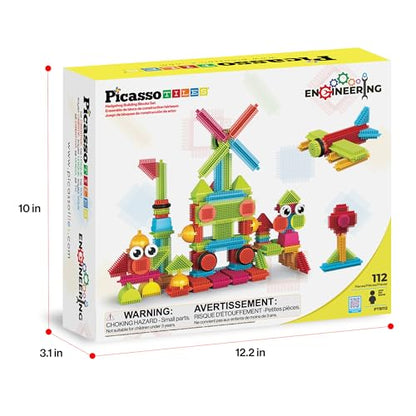 PicassoTiles Toys 112 Piece Hedgehog Blocks STEM Building Tiles Set Construction Learning Toy Stacking Interlock Block, Creativity Beyond Imagination, Inspirational, Recreational, Educational PTB112 - color: 112pc Hedgehog