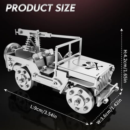 3D Metal Puzzle Mechanical Model Car Kit Stainless Steel Silver - color: D04-car Silver