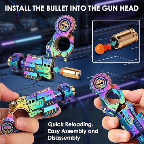 Metal EDC Gun Fidget Toy for Adults, 6 Shells, 20 Soft Dart Heads,Colorful - color: Colorful-06