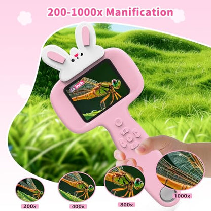 BLACKROOT Microscope for Kids, 2.4" Handheld Digital Pocket Microscope - color: Pink