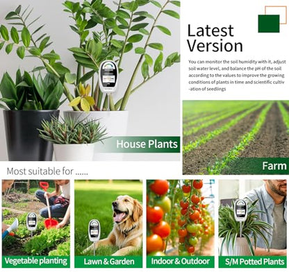 Soil Test Kit, 2-in-1 Soil Moisture Meter, Soil pH Meter -Dual Dial-Simultaneously-Display Results-Soil pH Tester, Moisture Meter for Garden,Lawn,Farm Indoor&Outdoor Plants-PureWhite - color: Basicwhite