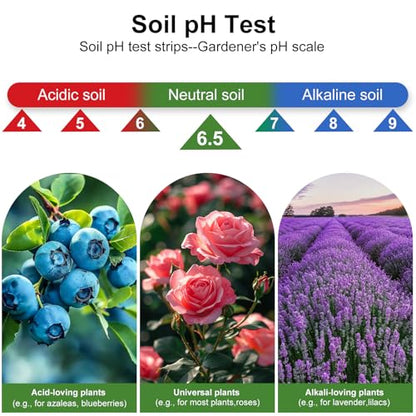 2-in-1 pH & Nitrogen Soil Test Kit, Home Soil Testing Kit Separately Sealed in Foils, Soil pH Nitrogen Test Strips for Garden Lawn Grass Flower Vegetable Nutrient, Quick & Easy-to-Use