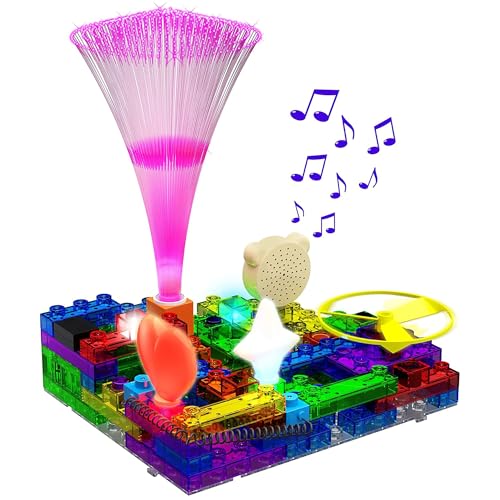 E-BLOX Build Your Own Glowing LED FM Radio Kit, 395 Fun STEM Electrical Science Projects, Building Blocks Circuit Toy Set for Kids, Birthday Gift, Boys, Girls, 8+ - style: Glowing LED FM Radio