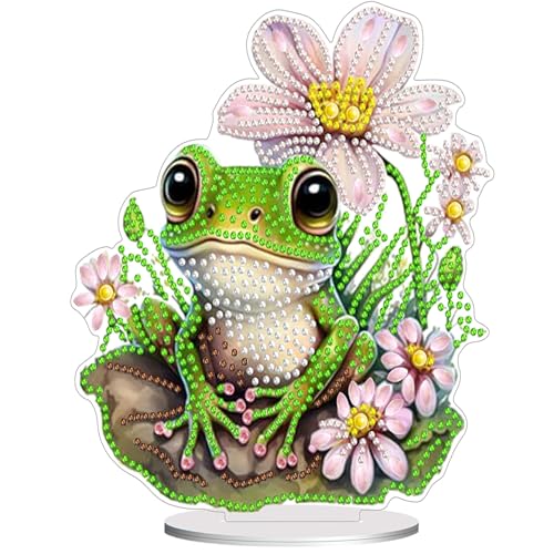Diamond Painting Kits for Adults Beginners, 5D Full Drill Frog Crystal Art Desktop Ornament, DIY Single Sided Home Office Desk Decor, Creative Craft Gift Set with Tools - color: Frog