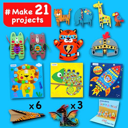 EZCRA Craft Box for Kids Ages 4-8 - 21-in-1 Arts and Crafts Kit - color: Unisex
