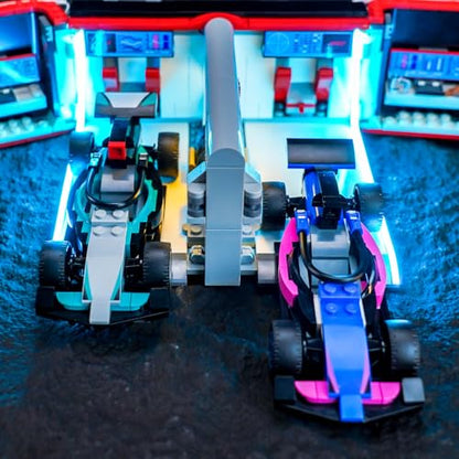 LED Lighting Compatible with Lego F1 Garage & Mercedes-AMG & Alpine Cars 60444, Light Kit Compatible with Lego 60444, NOT Included The Model Set