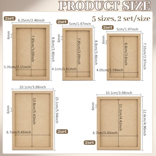 PH PandaHall 10 Sets Rectangle Picture Frame, Art Photo Frame Blank DIY Wood Panel Boards Geometric Cutout Frames for Home Office Store Wall Art Decor, Painting, Mosaic, Cross-stitch, 5 Sizes - size: Rectangular