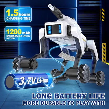 3 in 1 Robot Dog with Wheels Kit, 30+ Bionic Actions, Voice & Remote Control, Programmable Moves, Rechargeable Battery, All-Terrain Stunt Pet Toy for Kids(Removable Claw & Cannon) - style: 3 IN 1 Robot Dog with Wheels