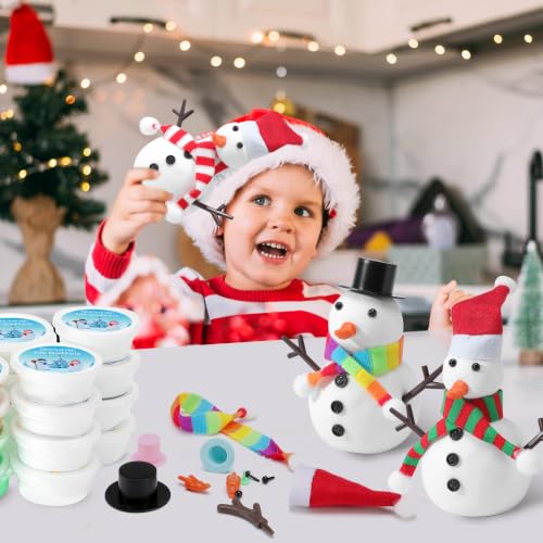 ARTPAR 20 Pk Clay Snowman Kit,Christmas Stocking Stuffers Craft for Kids