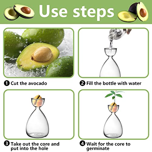 2pcs Small Avocado Seed Starter Vase, Avocado Tree Growing Kit, Avocados Glass Plant Pot Vase Gifts for Gardening Lovers (2pc Avocados vases)