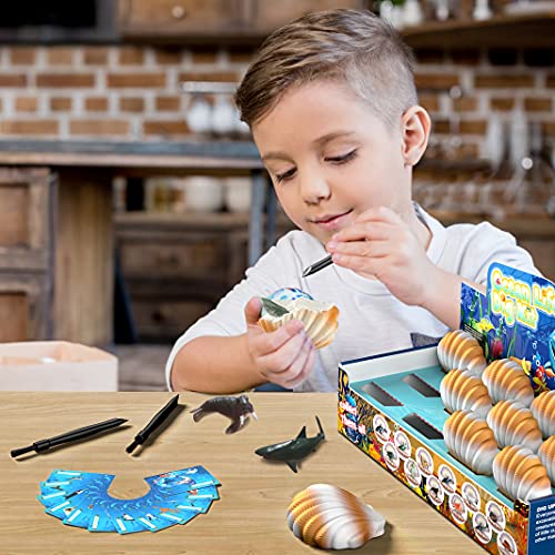 EARTH'SCODE Ocean Animals Dig Kit, Seashell Excavation Dig Bricks, Science Educational Gift for Kids 1