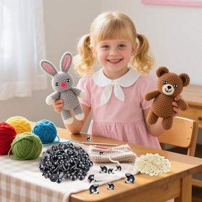 172pcs Large Black Safety Eyes for Amigurumi Crochet – 18-30mm Plastic Doll Eyes with Washers, Assorted Sizes for DIY Stuffed Animals, Teddy Bears, Plush Dolls, and Craft Making Supplies