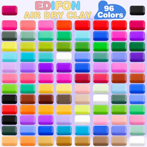EDIFON Air Dry Clay, 96 Colors Foam Magic Modeling Clay for Kids DIY Crafts - color: 96 colors
