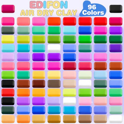 EDIFON Air Dry Clay, 96 Colors Foam Magic Modeling Clay for Kids DIY Crafts - color: 96 colors