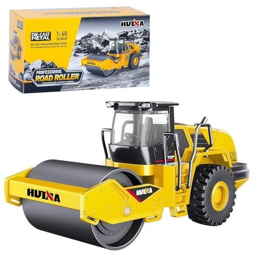 1/60 Scale Metal Large Road Roller Toy, Metal Construction Vehicles Model Toy, Outdoor Sandbox Car Toys, Birthday Gift Toddler Boy Kid Child - color: Roadroller-1815-1/60