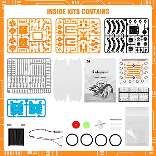 STEM 13-in-1 Education Solar Power Robots Toys for Boys Age 8-12 - color: Orange