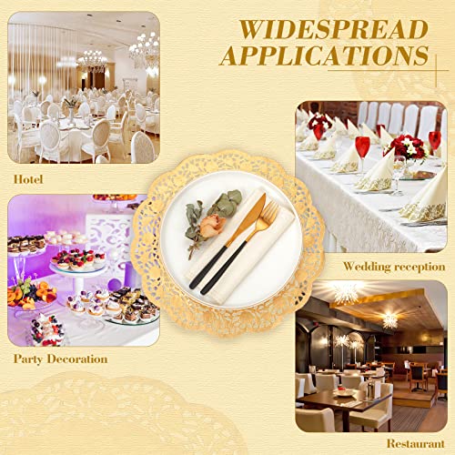 Yexiya 200 Pcs Lace Paper Doilies 14 Inch Round Foil Placemats, Gold - color: Gold