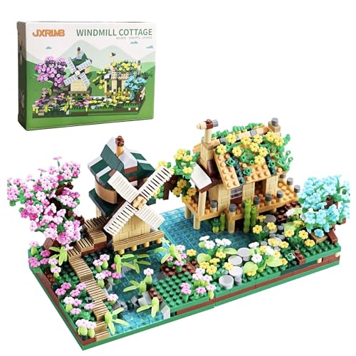 JXRLMB Botanicle Collection Sakura Tree House Micro Blocks Building Set for Adults Friendship Windmill Cherry Blossom Tree Flowers 2 Sets - color: Spring and Summer