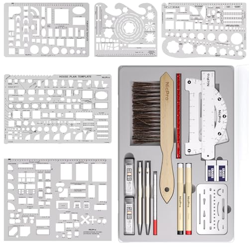 Nicpro 21PCS Professional Drafting Tools & Geometry Set with Case - size: 21 PCS