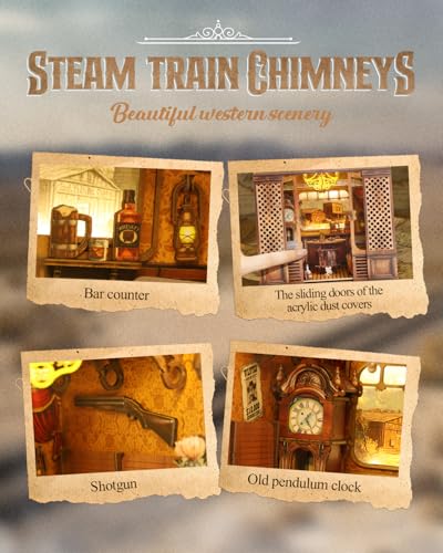 Book Nook Kit, 3D Wooden Puzzles for Adults, DIY Miniature House Kit for Adults, Booknook with LED Light, Gifts for Family, Friends and Book Lovers, Bookshelf Decor(Retro Train)