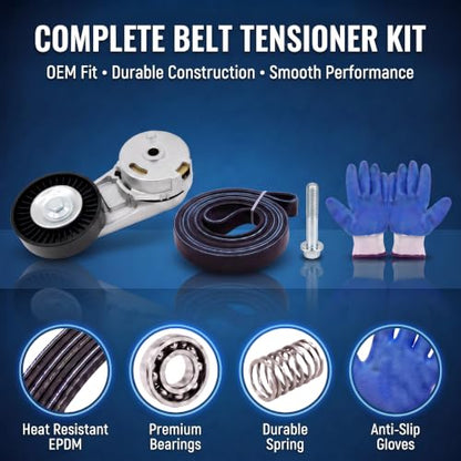Serpentine Belt Drive Kit with Tensioner Compatible with Chevrolet Malibu 2005-2012 Classic 2005, Pontiac G6 2006-2010 Solstice, Saturn Aura Sky 2.0L 2.2L 2.4L, Replace 38177 24430296 5PK1021 - size: T38177+5PK1021