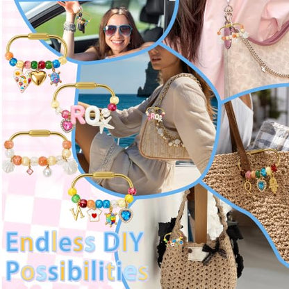 Kasmena 350+ Pcs DIY Bag Charm & Keychain Making Kit with Beads and Charms - size: 350+ PCS