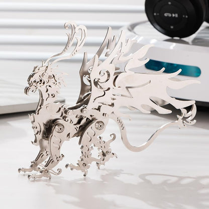 3D Metal Puzzle The Meow Meow Family Cat, Gu Diao Silver - color: Gu Diao Silver
