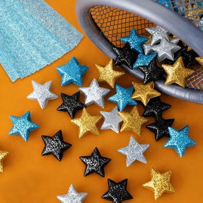 MECCANIXITY 200 Sheets Origami Paper Glitter Stars Papers Black,White Fold Paper for Beginner Arts Crafts Projects,0.4 x 8.7 Inch - color: Black,White