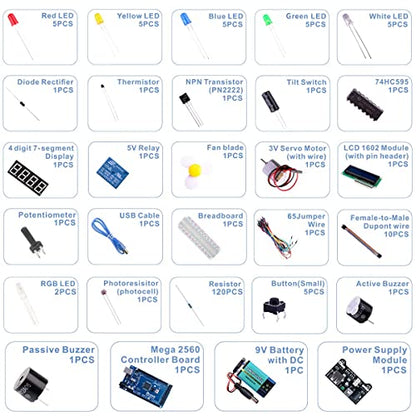 ELEGOO MEGA R3 Starter Kit and Stepper Motor Driver Kit Bundle for STEM