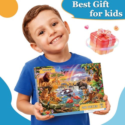 Puzzles for Kids Ages 6-8 8-10 - 200 Piece Puzzles - Animal World Puzzle - color: Animal World