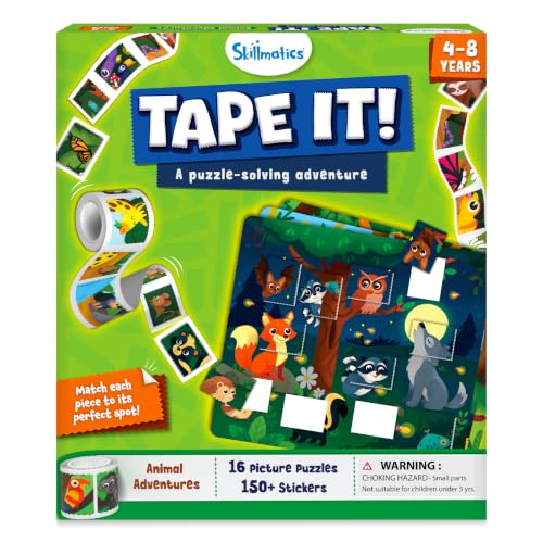 Skillmatics Puzzle Activity – Tape It Animal Sticker Puzzles