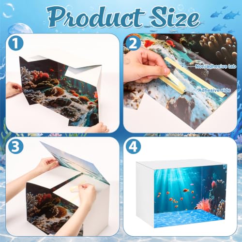 AmazingSpark 2 Set Ocean Diorama Box and Water Sticker Decor, Under the Sea Diorama Project Supplies Set, Cardboard Display Case Kit & Water Sticker with Double Sided Tapes for DIY Crafts Dollhouse - style: Ocean2,Cube