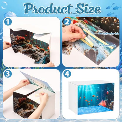 AmazingSpark 2 Set Ocean Diorama Box and Water Sticker Decor, Under the Sea Diorama Project Supplies Set, Cardboard Display Case Kit & Water Sticker with Double Sided Tapes for DIY Crafts Dollhouse - style: Ocean2,Cube