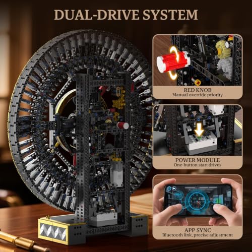 Mould King Cyberpunk Grand Clock Building Set 10160, 3675+ PCS Motorized DIY Clock Model with Mechanical Gears, APP Control & Real-Time Display, Advanced Engineering Toy for Adults & Teens 14+ - color: Black