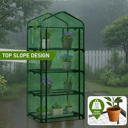 Outvita Mini Greenhouse, Small PE, 4 Tiers, White, 27"x19.6"x63" - style: 4 tiers 4 shelves