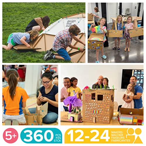 Makedo Invent | Safe Cardboard Construction Tool Kit for Kids, 360 Pieces