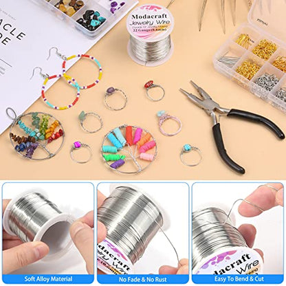 Modacraft 22 Gauge Silver Wire for Jewelry Making with Jewelry Pliers, Craft Wire Beading Wire Tarnish Resistant Copper Wire - color: Silver, size: 22 Gauge
