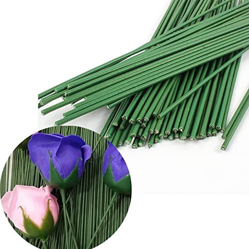 Arlai Pack of 50, Diameter 2mm Dark Green Paper Wrapped Floral stem Wire 16 Inch Floral Stem Wire - DIY Bouquet Stem Wrapping and Crafts - color: 50 pcs Dark green