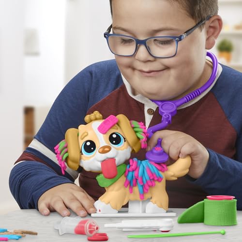 Play-Doh Care 'n Carry Vet Playset for Kids 3 Years and Up with Toy Dog, Storage, 10 Tools, and 5 Modeling Compound Colors, Non-Toxic