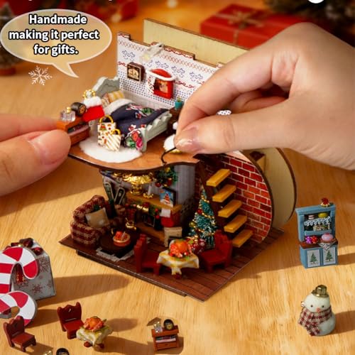 3D Wooden Book Stand Puzzle DIY Dollhouse Wood Nook Model Building Kit with LED Light for Adults to Build Creativity Christmas Halloween - color: Th56